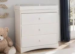 Dressers & Changing Tables|Dressers*Delta Children Sutton 3 Drawer Dresser with Changing Top and Interlocking Drawers Bianca White (130)