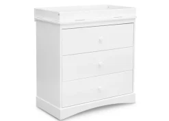Dressers & Changing Tables|Dressers*Delta Children Sutton 3 Drawer Dresser with Changing Top and Interlocking Drawers Bianca White (130)