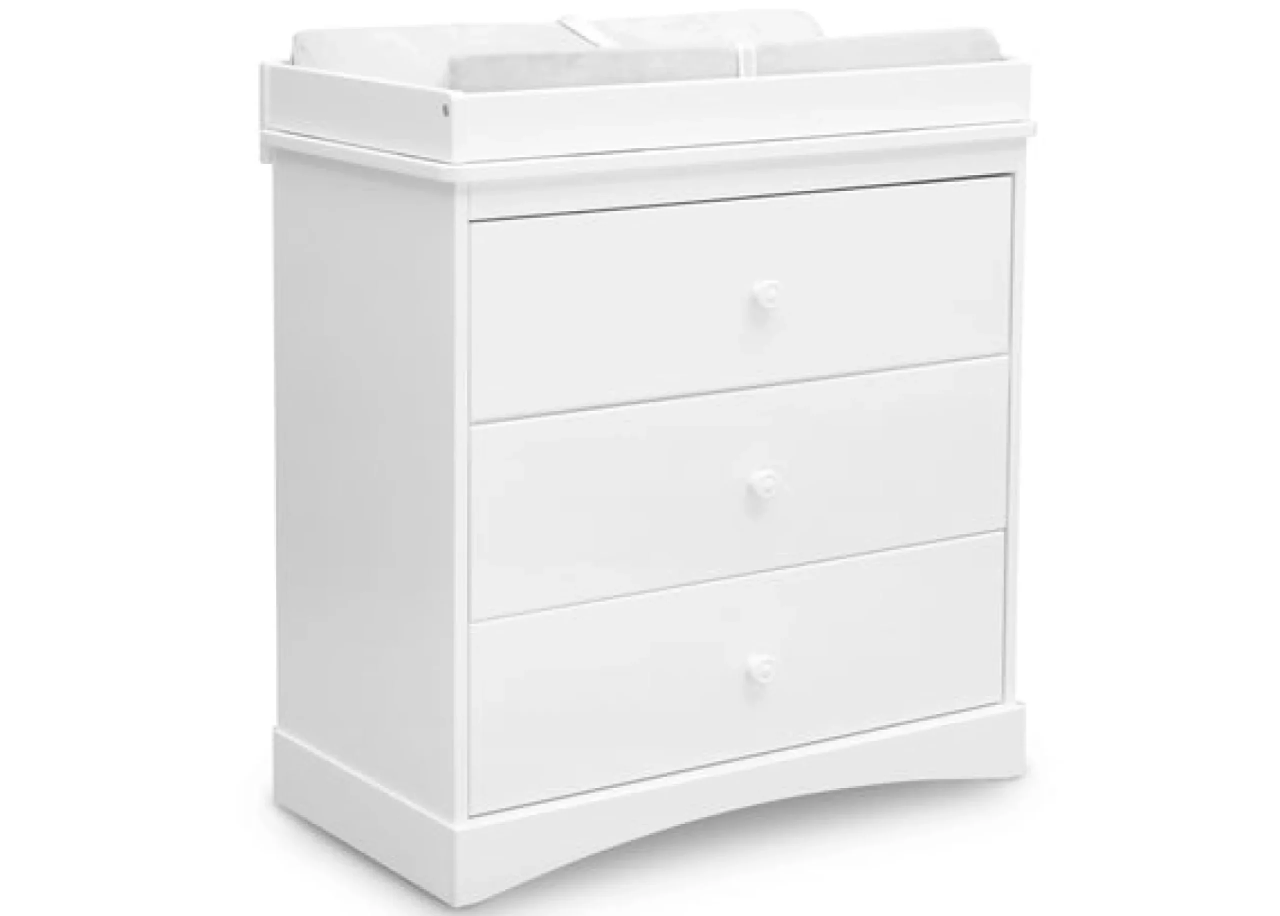 Dressers & Changing Tables|Dressers*Delta Children Sutton 3 Drawer Dresser with Changing Top and Interlocking Drawers Bianca White (130)