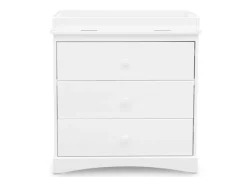 Dressers & Changing Tables|Dressers*Delta Children Sutton 3 Drawer Dresser with Changing Top and Interlocking Drawers Bianca White (130)