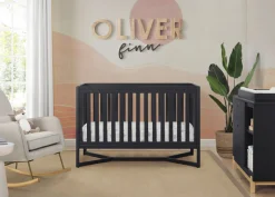 Baby Cribs*Delta Children Tribeca 4-in-1 Convertible Crib Midnight Grey (1360)