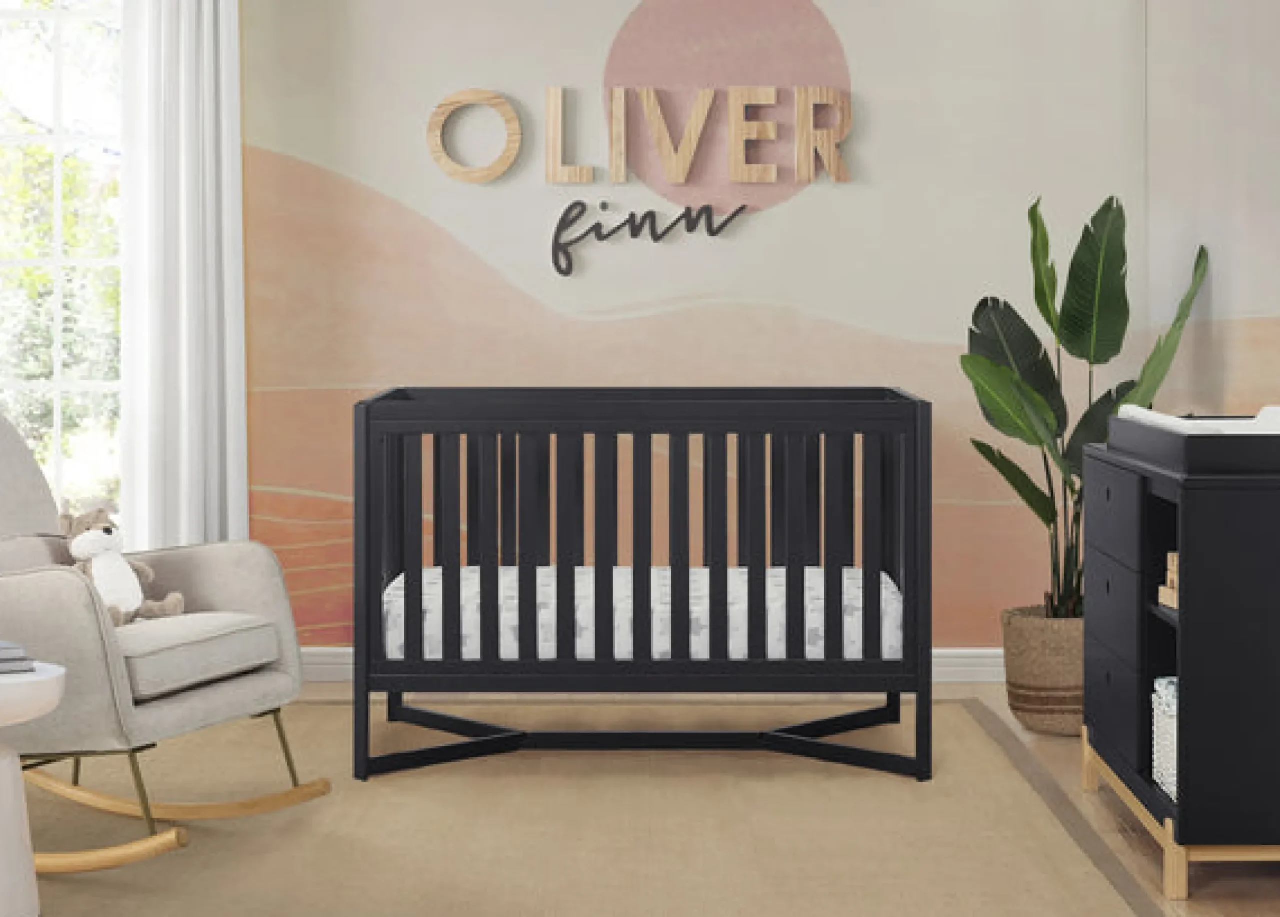 Baby Cribs*Delta Children Tribeca 4-in-1 Convertible Crib Midnight Grey (1360)