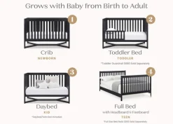 Baby Cribs*Delta Children Tribeca 4-in-1 Convertible Crib Midnight Grey (1360)