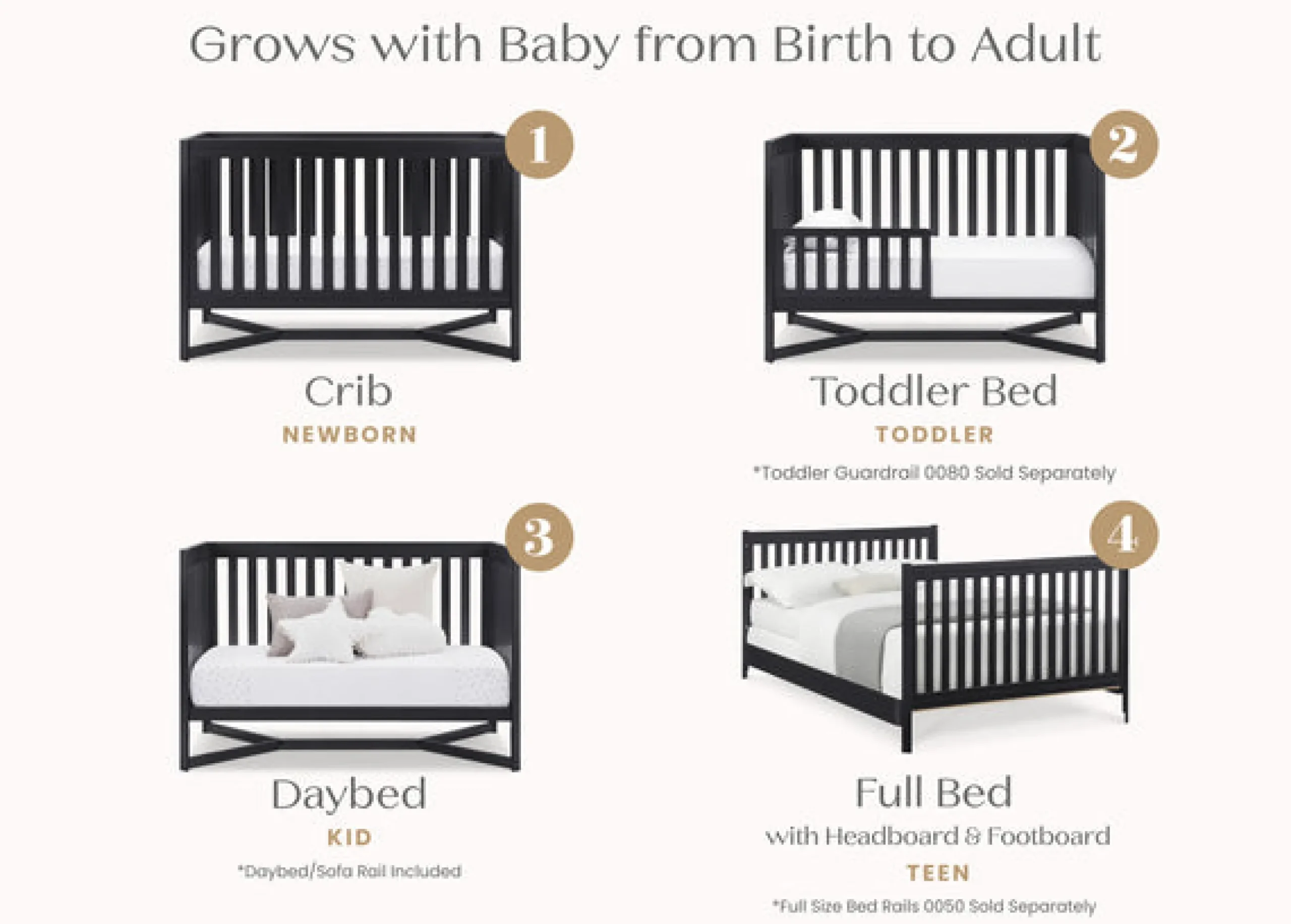 Baby Cribs*Delta Children Tribeca 4-in-1 Convertible Crib Midnight Grey (1360)