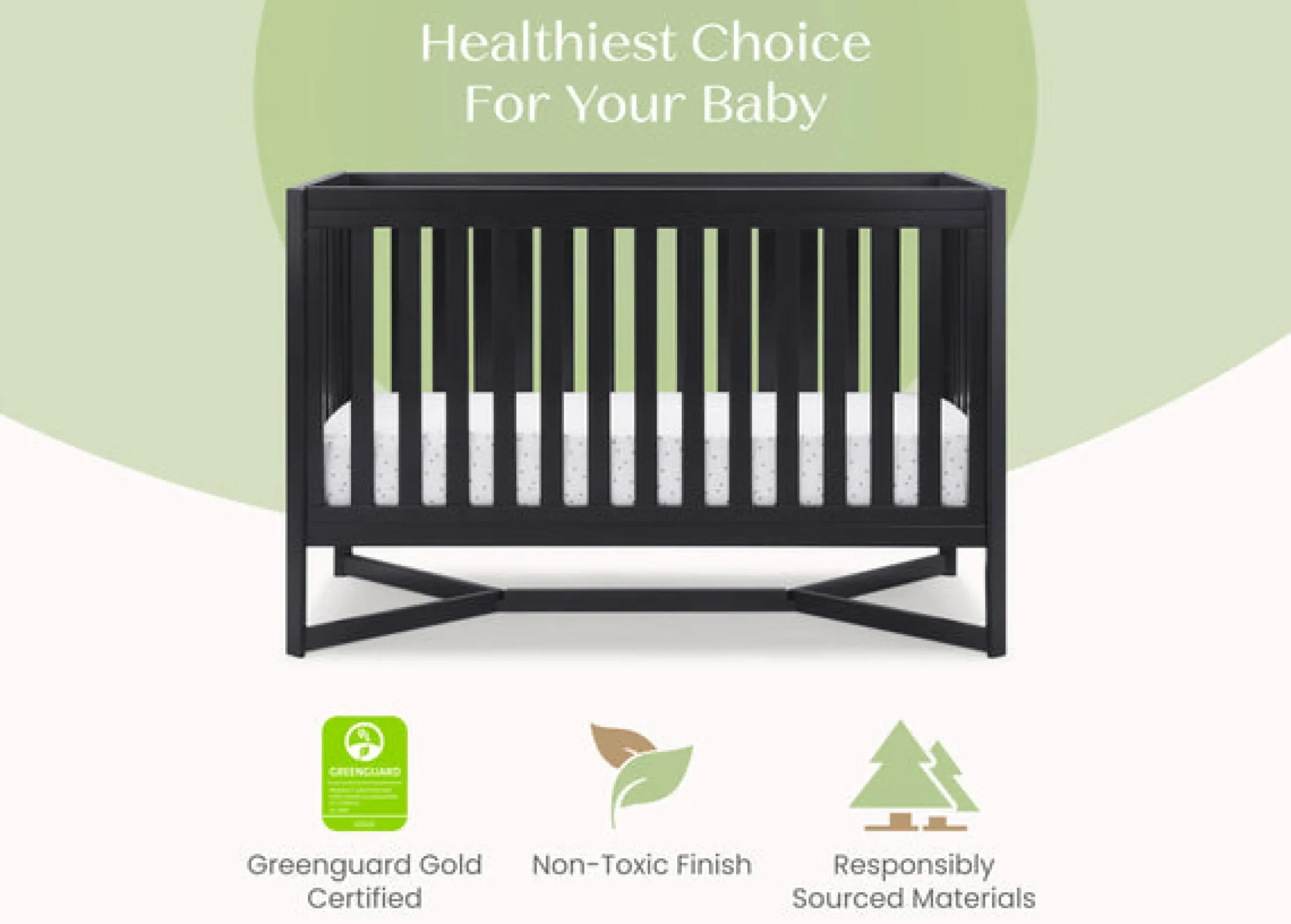 Baby Cribs*Delta Children Tribeca 4-in-1 Convertible Crib Midnight Grey (1360)