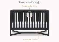Baby Cribs*Delta Children Tribeca 4-in-1 Convertible Crib Midnight Grey (1360)