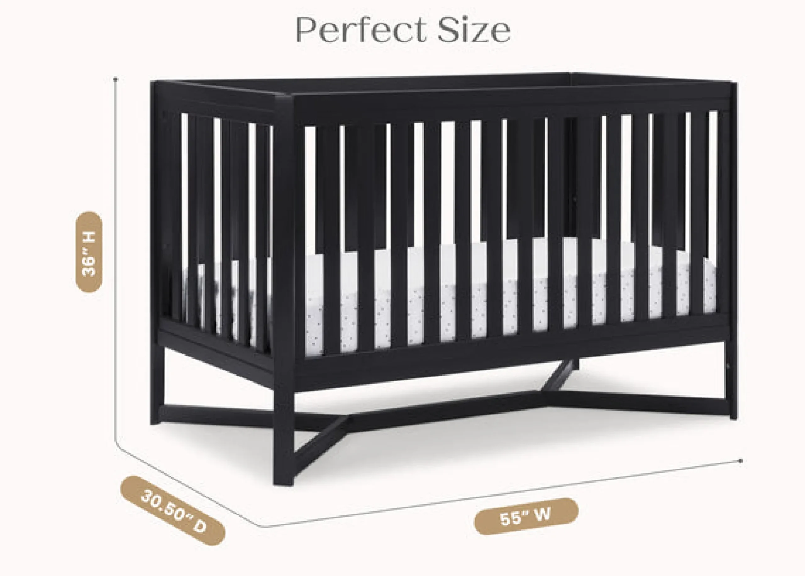 Baby Cribs*Delta Children Tribeca 4-in-1 Convertible Crib Midnight Grey (1360)