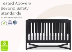 Baby Cribs*Delta Children Tribeca 4-in-1 Convertible Crib Midnight Grey (1360)