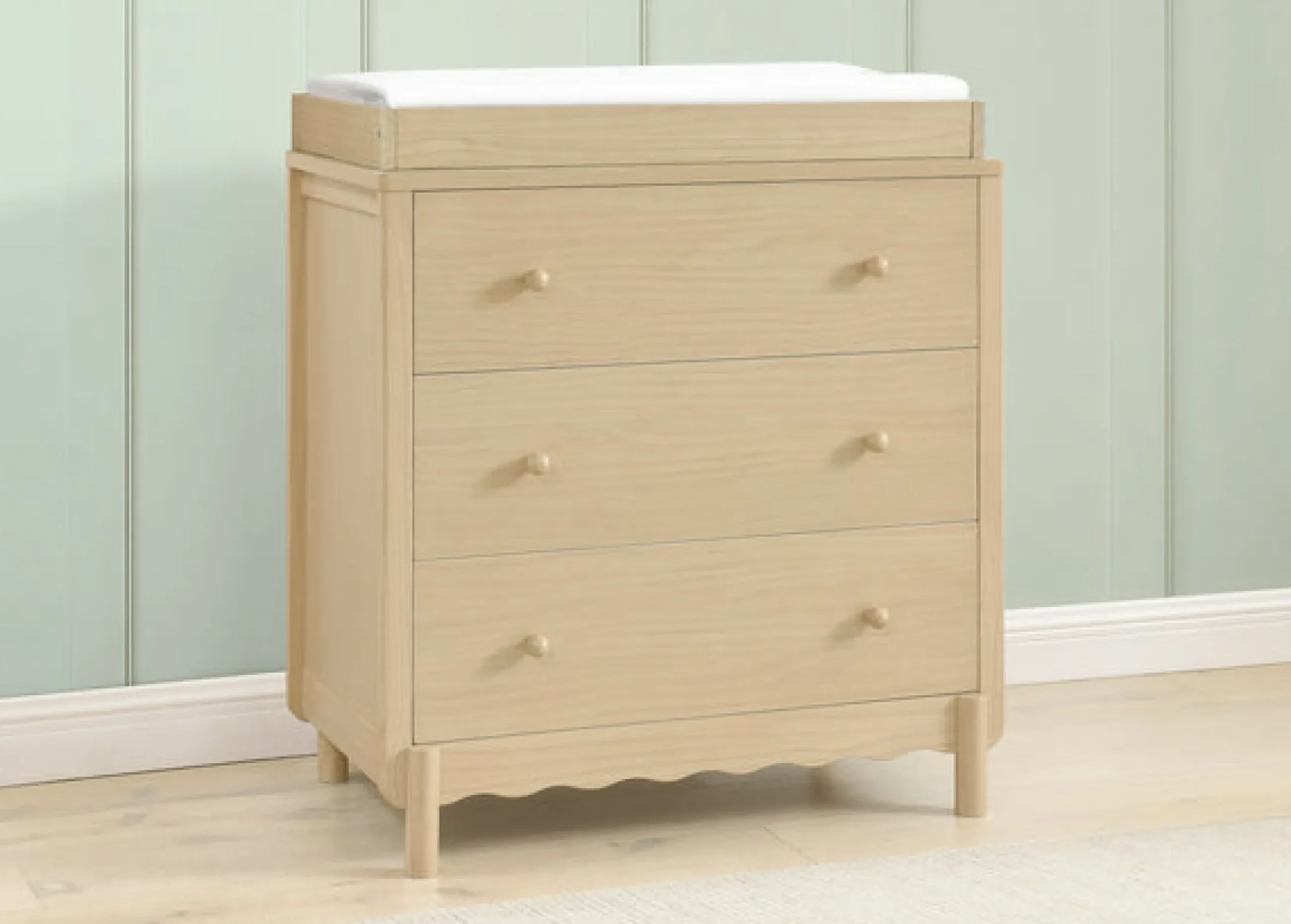 Dressers & Changing Tables|Dressers*Delta Children William 3 Drawer Dresser with Changing Top and Interlocking Drawers Natural Sandstone (1544)