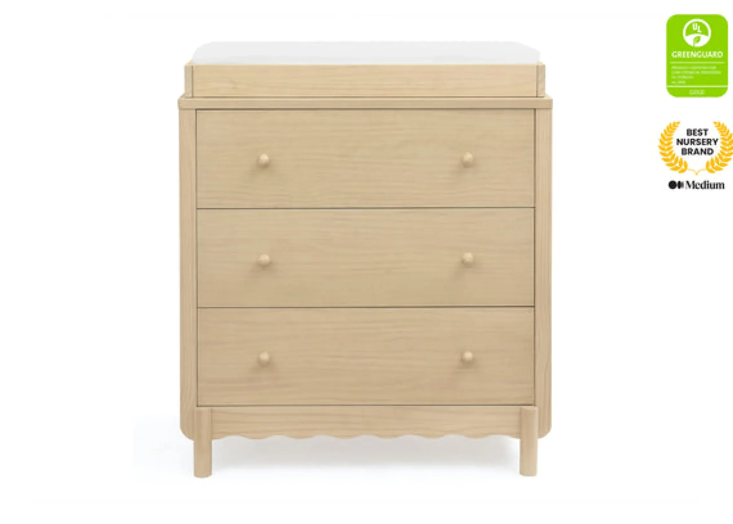 Dressers & Changing Tables|Dressers*Delta Children William 3 Drawer Dresser with Changing Top and Interlocking Drawers Natural Sandstone (1544)