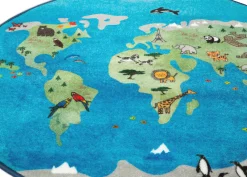 Play Rugs*Delta Children World Map Round Area Rug for Kids, 39-Inch