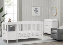 Baby Cribs*Delta Children Zoe 5-in-1 Convertible Crib and Changer Bianca White (130)