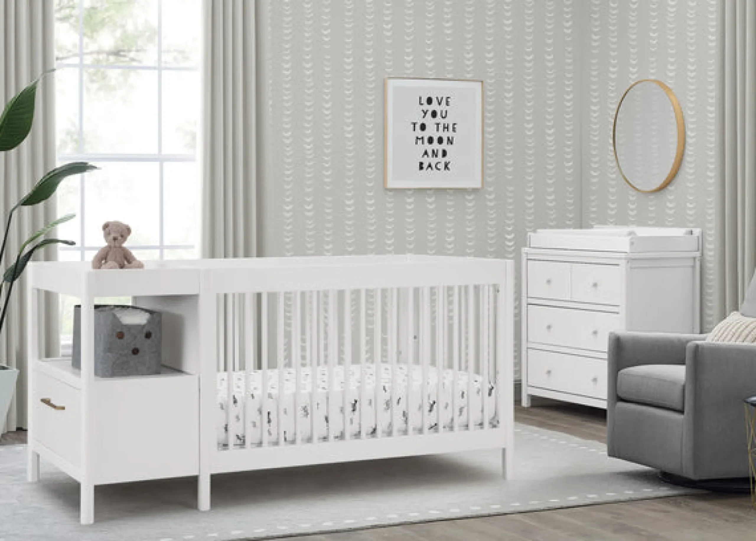Baby Cribs*Delta Children Zoe 5-in-1 Convertible Crib and Changer Bianca White (130)
