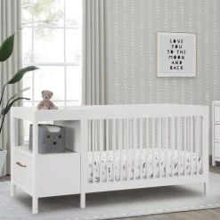 Baby Cribs*Delta Children Zoe 5-in-1 Convertible Crib and Changer Bianca White (130)