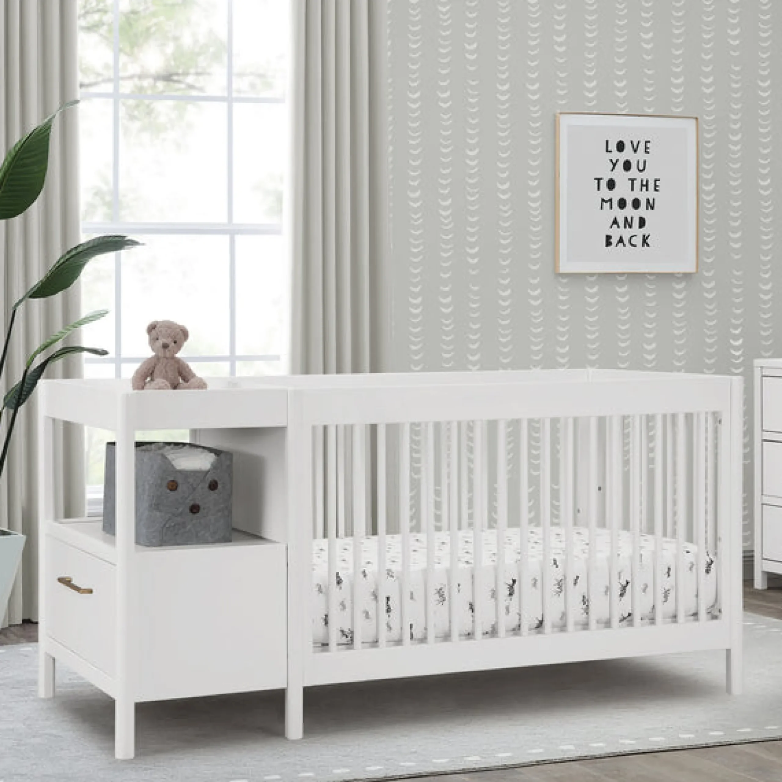 Baby Cribs*Delta Children Zoe 5-in-1 Convertible Crib and Changer Bianca White (130)